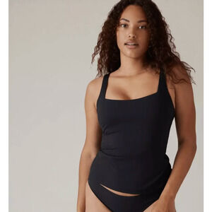 NWT Athleta Size 34 D/DD Rib SQUARE NECK BRA‎ CUP TANKINI Black Rib $84